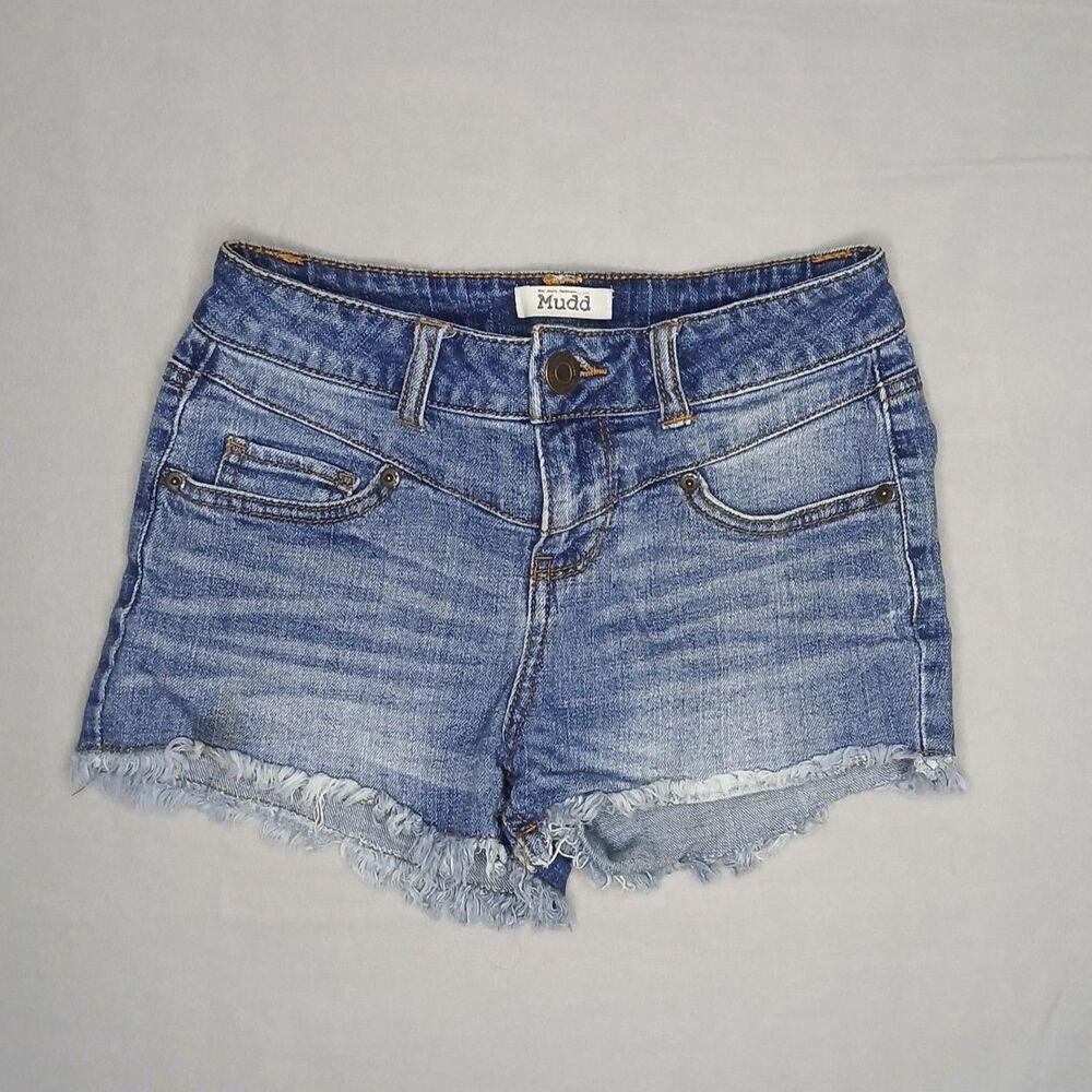 Mudd Cut Off Denim Jeans Shorts Mid Rise Stretch Pockets Womens Juniors sz: 3